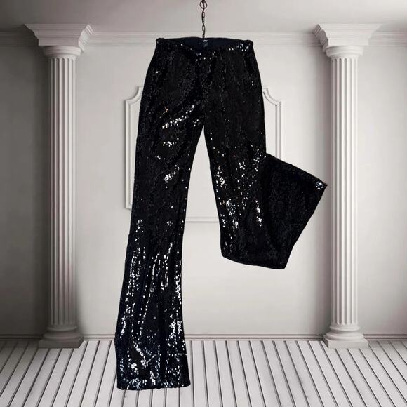 NWT Khy by Kylie Jenner Black Sequin Low-Rise Bootcut Pants | Size S - Picture 2 of 3